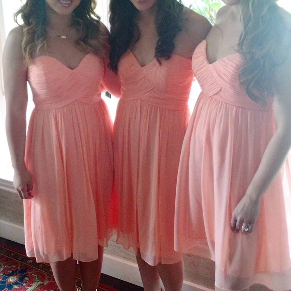 Donna Morgan coral peach bridesmaid dress size 4